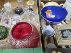 Two trays of ceramic and glass to include a limited edition Caithness example etc