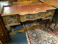A mid-Victorian mahogany washstand with five drawers W 119 cm. A/F, together with a cake stand. (2)