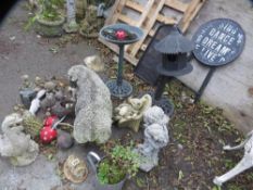 A selection of lightweight plastic / resin garden ornaments
