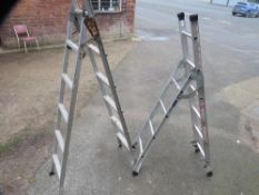 Two aluminium multi function extending step ladders