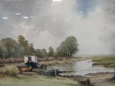 A Sidney Perrin watercolor of an estuary scene