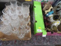 Two trays of assorted ceramics together with a tray of glassware (3)