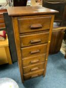 A tall oak 20th century oak chest of six drawers W 53 cm