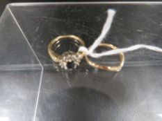 A hallmarked 9 carat gold sapphire and diamond ring together with a hallmarked 9 carat gold wishbone