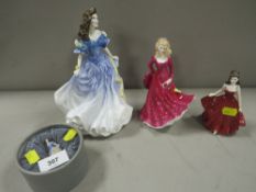 Four figurines to include Royal Doulton miniature Pretty Lady 1998 Rebecca, Coalport Debutante