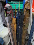 A selection of fishing rods etc