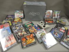 A boxed PlayStation PS One with hand controller with 22 games (unchecked)
