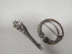 Two vintage hallmarked silver Celtic brooches