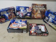 Six boxed Star Wars Episode 1 items to include Podrace arena, Turbo Blast Podracers, Jar Jar Binks/