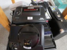 A selection of vintage gaming equipment, accessories, games to include a Sega master system II,
