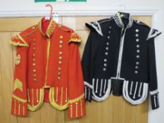 A pipers jacket No 1 together with a drum major red No 1 jacket