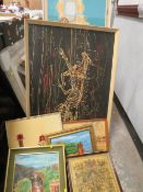 A collection of seven assorted pictures to include oil on boards