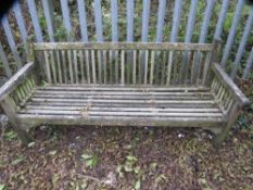 A hardwood garden bench