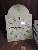 An eight day bell strike long case clock movement and dial P Evans of Shrewsbury