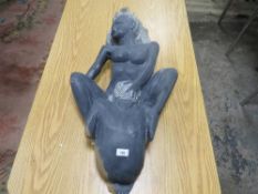 A grey stone type statue of an erotic nature A/F - H 95 cm, W 44 cm