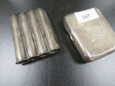 A hallmarked silver cigarette case together with a half length four section cigar holder approx.