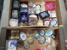 Two trays of circa fifty different paperweights