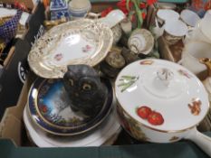 Three trays of assorted ceramics etc to include Coalport, Japanese tea ware etc