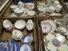 Four trays of assorted ceramics to include Royal Crown Derby, Royal Albert, Royal Doulton etc