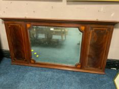 An Edwardian mahogany inlaid over mantel mirror 72 x 148 cm