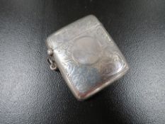 A hallmarked silver vesta case