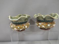 A small Royal Doulton Lambeth vase decorated with sea shells together with another A/F