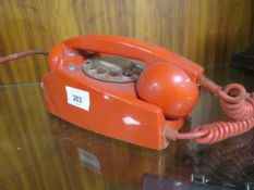 A vintage red telephone