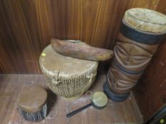 A selection of African style musical instruments