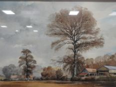 A Sidney Perrin watercolor of a country landscape