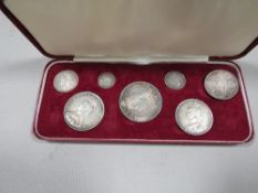 Queen Victoria 1887 specimen silver coin set, in fitted case, consisting of - three pence, sixpence,