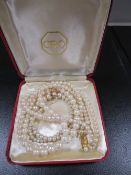 Two strands of Ciro pearls / necklaces with 9ct gold clasps