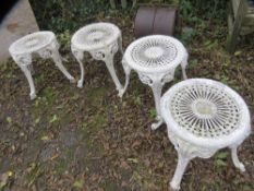 Four aluminium garden stools