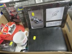 A tray of Formula One collectables to include a vintage Marlboro grand Prix of Argentina hat with
