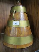 A coopered style tapering wooden container