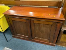 An antique mahogany low two door cabinet H 74 cm W 114 cm