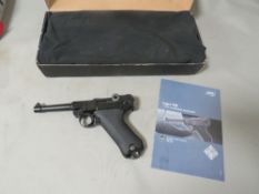 A boxed luger P08 6MM gas blowback airsoft pistol