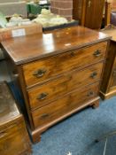A small 19th century mahogany three drawer chest H 80 cm W 79 cm