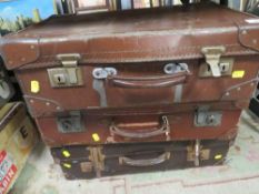 An assortment of vintage luggage