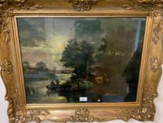 A 19th century Abraham Pether oil on canvas, gilt framed and glazed 42 x 57 cm