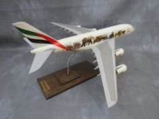 A model of an Emirates 'United For Wildlife' theme aircraft, wing span 55 cm