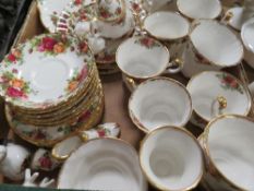 A tray of Royal Albert Old Country Roses to include miniature examples