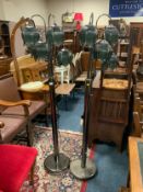 A pair of retro Hollywood Regency dark grey lotus 5 light floral style standard lamps H 167 cm. (2)