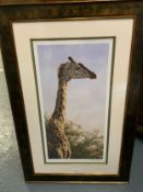 Alan Hunt - A signed limited edition artist proof giclee print of a giraffe, 65 x 33 cm -