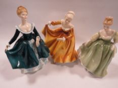 Three Royal Doulton figurines consisting of 'Kirsty', 'Janine' and 'Fair Lady'