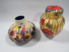 Two items of Old Tuptonware comprising floral squat vase and 'Poppies' ginger jar