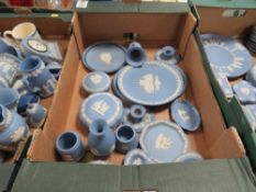 Three trays of Wedgwood blue jasperware