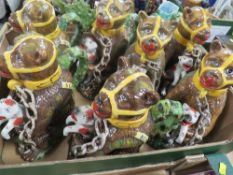 Seven Staffordshire style bear teapot figures - all A/F