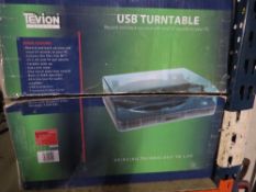 A boxed Tevion UNB turntable record recorder