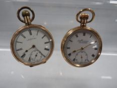 A gold plated open faced manual wind Everite pocket watch together with a gold plated open faced