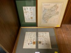 Three antique framed maps to include Herefordshire Ludlow, Rippon, etc.